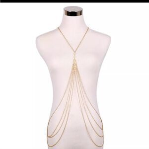 NWOT Gold Pearl Body Chain